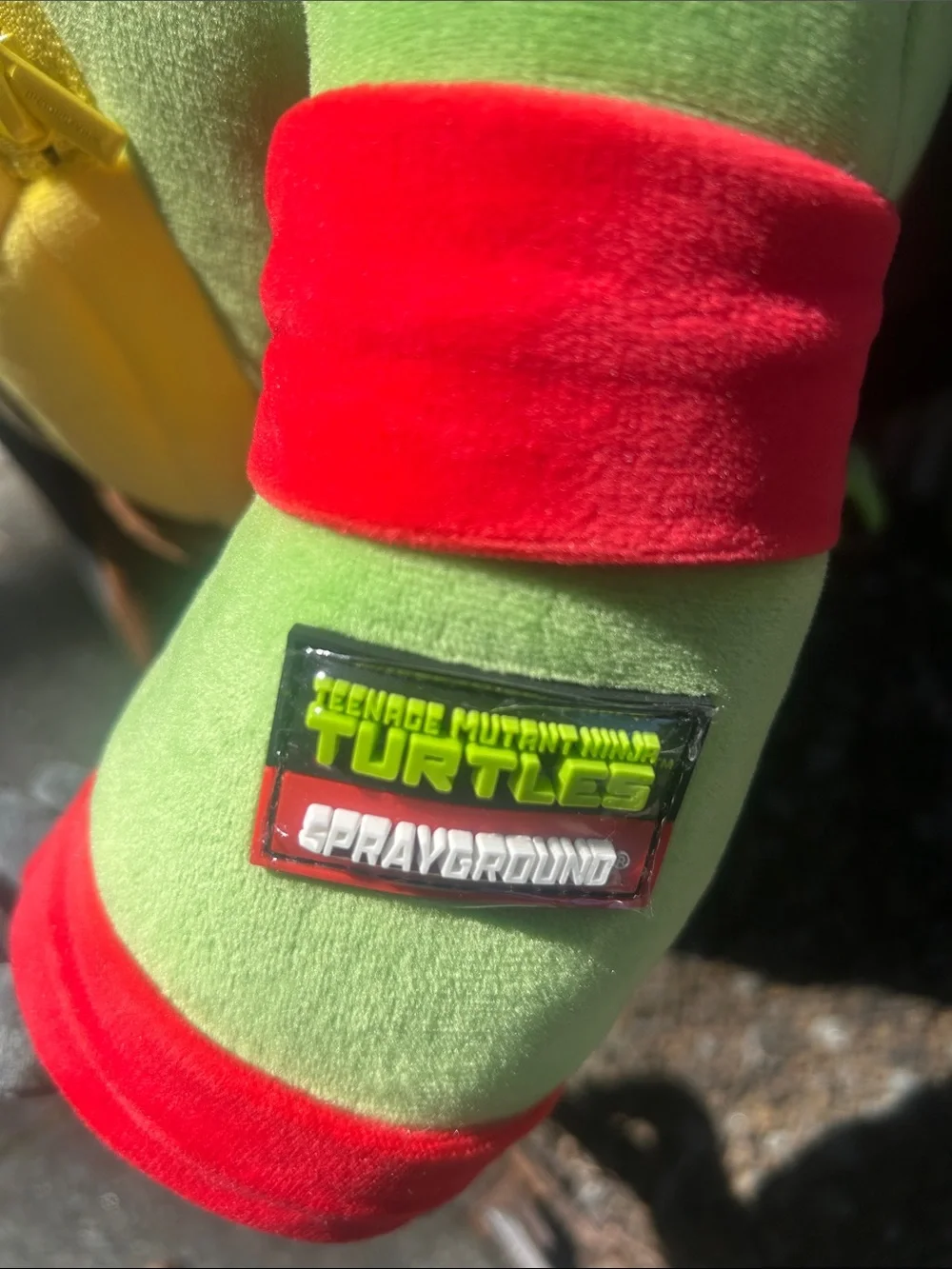 Sprayground Green Turtle-Inspired Plush with Red Mask and Yellow Belly